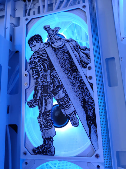 Guts - Berserk - 240mm - Fan Shroud / Cover / Grill - Custom 3D Printed - Gaming PC Accessory - Manga Setup - Tri Color - Dragon Slayer