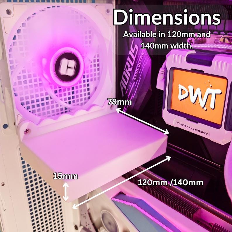 PC Figure Platform - 120mm, 140mm - PC Fan Cover - 3D Printed Gaming Computer Figurine Shelf