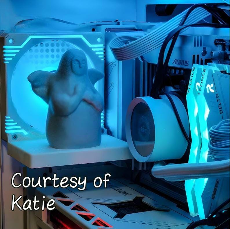 PC Figure Platform - 120mm, 140mm - PC Fan Cover - 3D Printed Gaming Computer Figurine Shelf