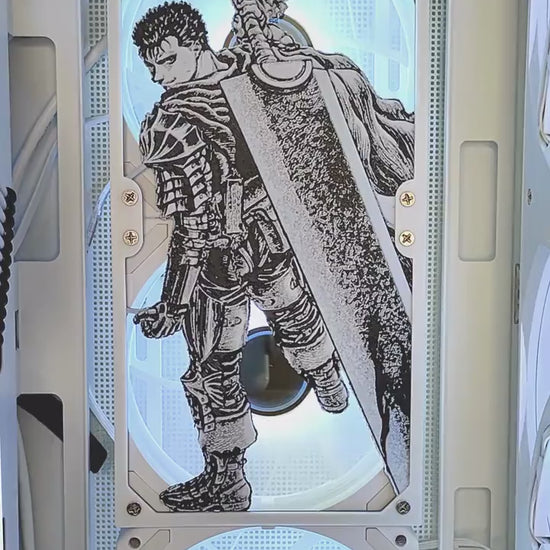 Guts - Berserk - 240mm - Fan Shroud / Cover / Grill - Custom 3D Printed - Gaming PC Accessory - Manga Setup - Tri Color - Dragon Slayer